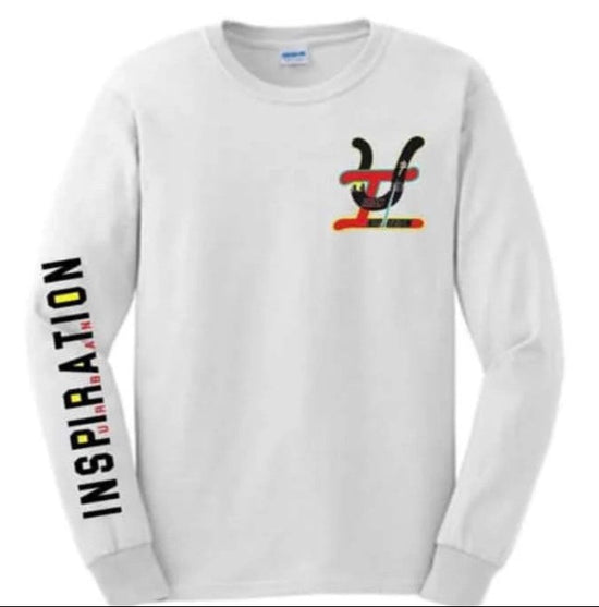 Urban Inspiration Ap White long sleeve crew neck t-shirt (Black letters )